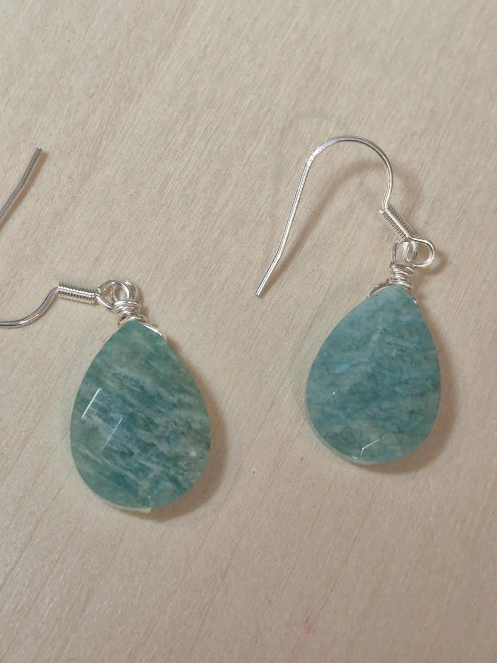 🩵🩵NEW🩵🩵 BEAUTIFUL!! Faceted AMZONITE Teardrop Dangle Earrings
